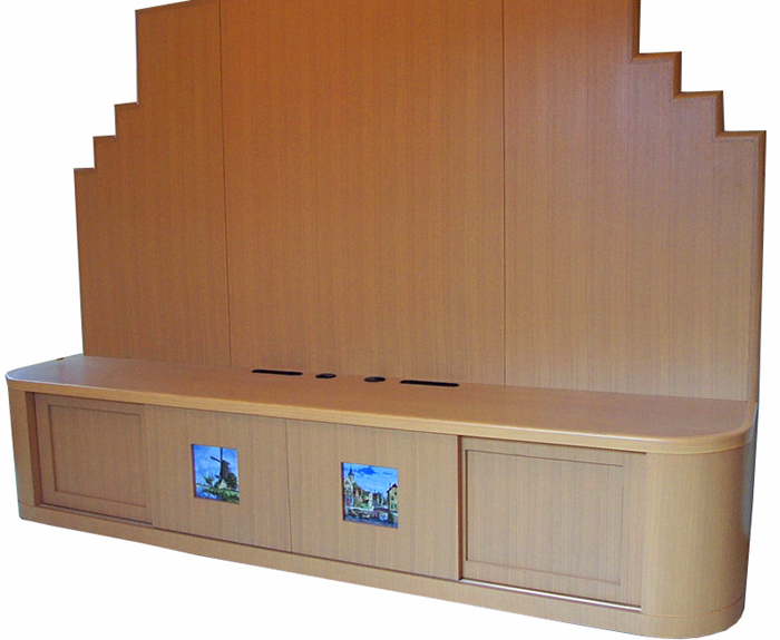 背面パネル付テレビボード家具制作例ボタン