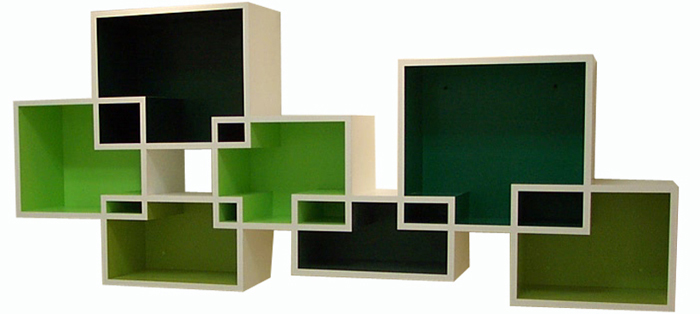 壁面カラーBOX収納棚家具制作例