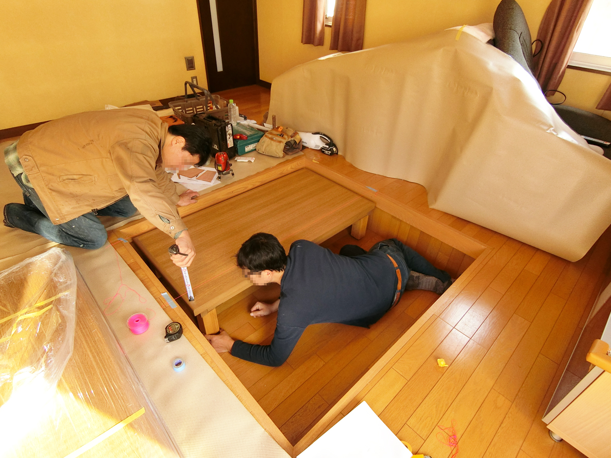 床下収納できるテーブル家具制作例4